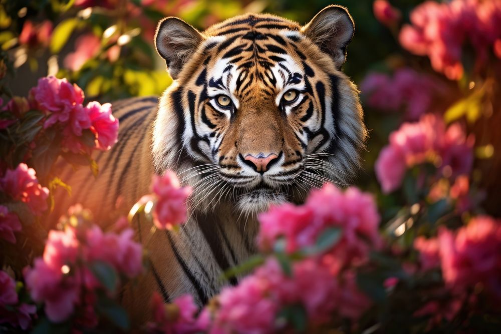 Animal nature flower tiger. AI generated Image by rawpixel.