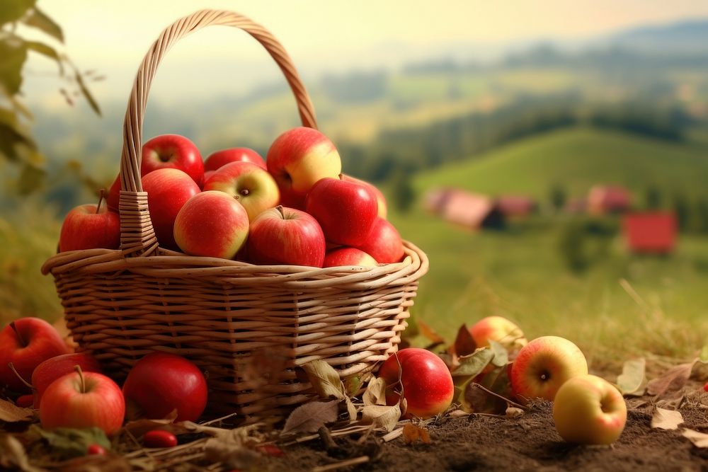 Apple basket plant fruit. 