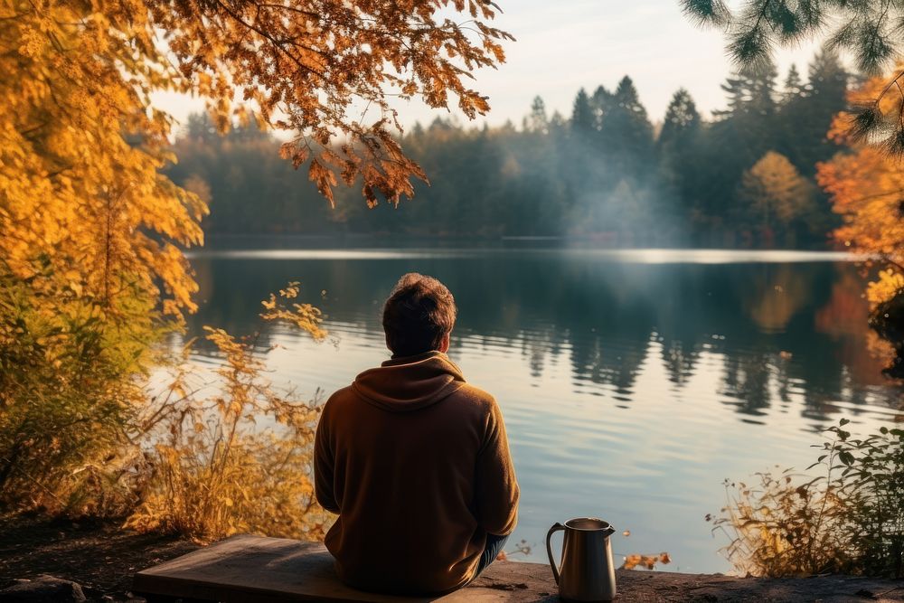 Sitting autumn outdoors nature. 