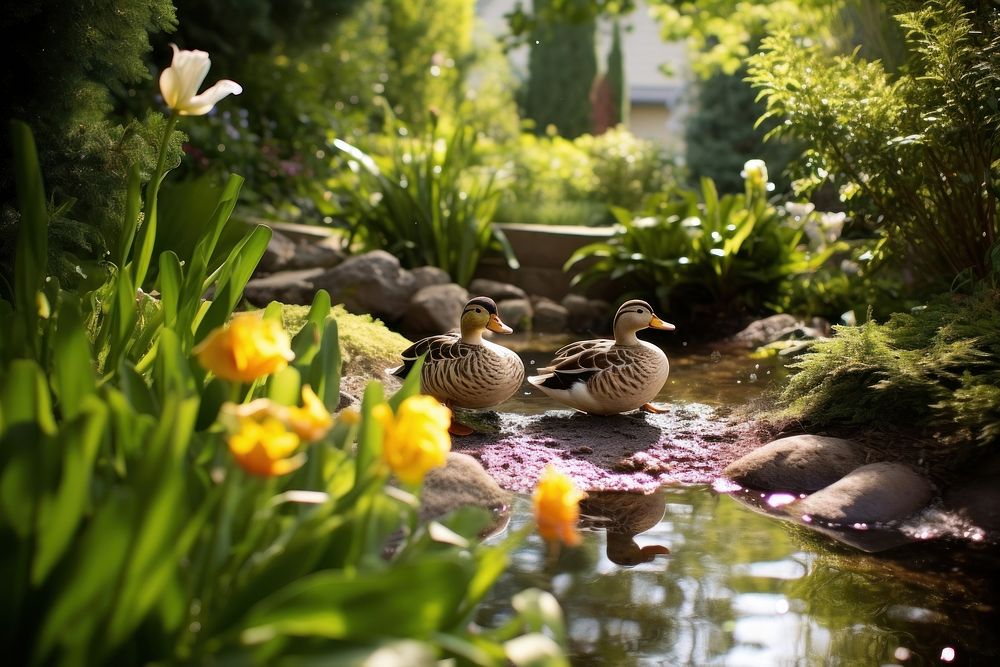 Nature garden pond duck. 