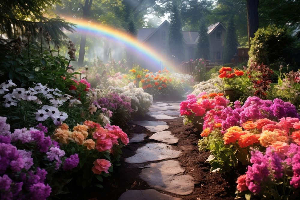 Flower nature garden sunlight. AI generated Image by rawpixel.