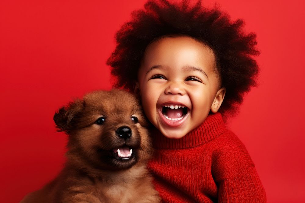 Baby pet laughing portrait. 