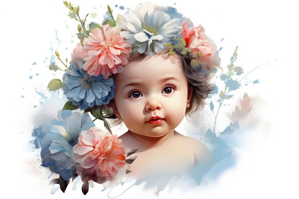 Flower baby portrait plant. AI generated Image by rawpixel.