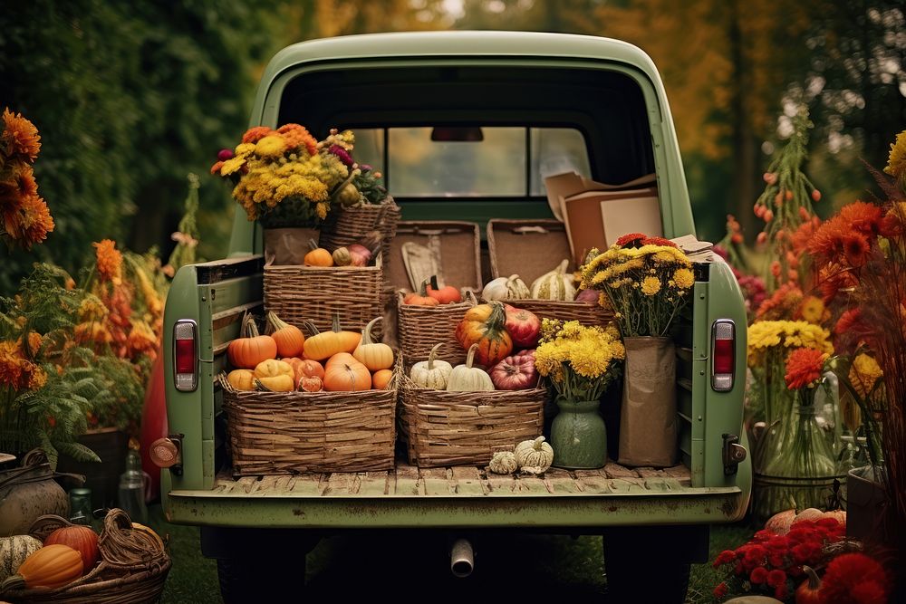 Outdoors vehicle basket autumn. 