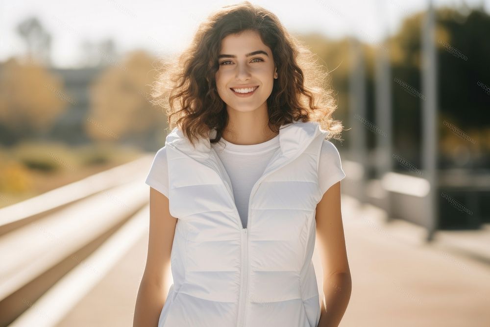 Laughing portrait outdoors blouse. 