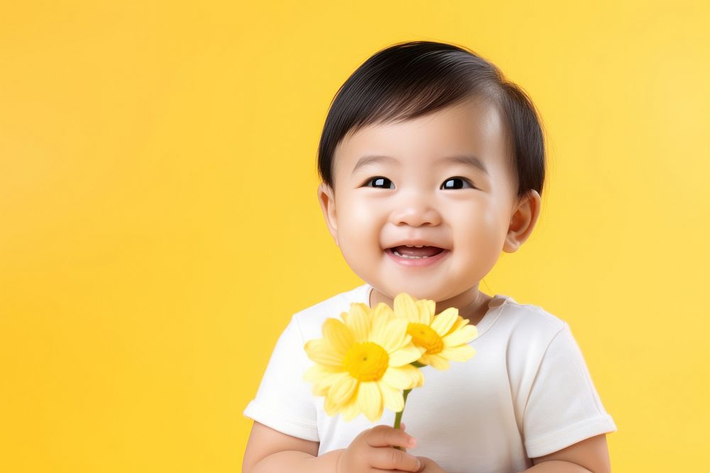 Flower baby smile happy. AI generated Image by rawpixel.