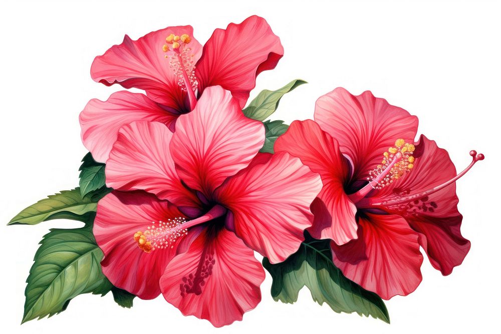 Hibiscus flower plant white background. AI generated Image by rawpixel.