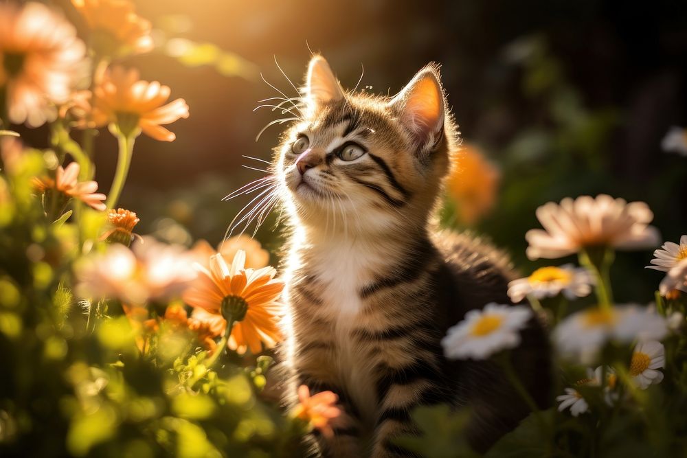 Flower outdoors animal mammal. AI generated Image by rawpixel.
