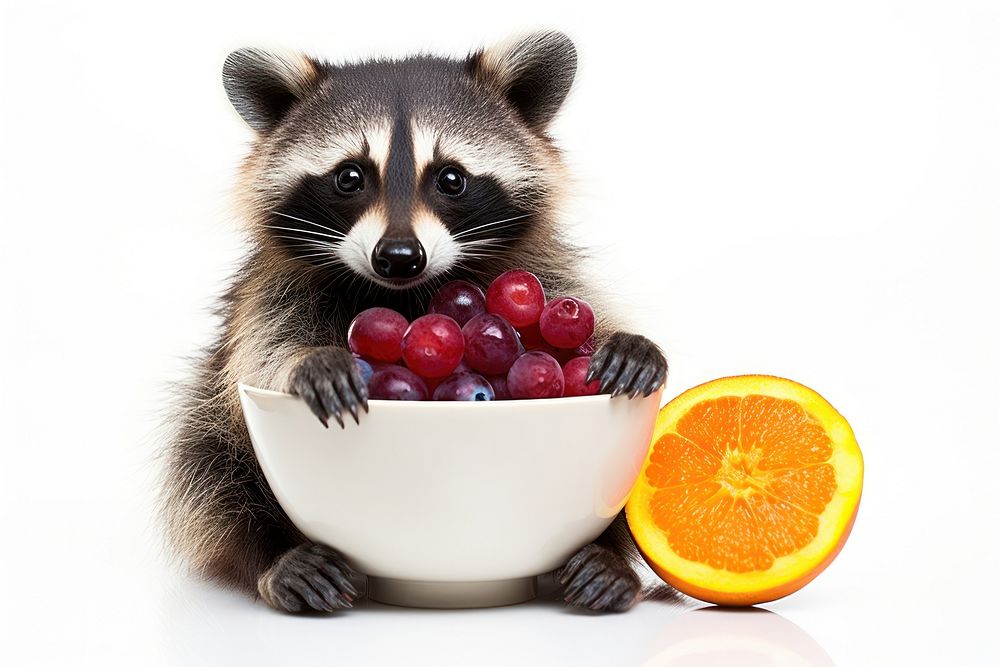 Raccoon fruit mammal animal. AI generated Image by rawpixel.
