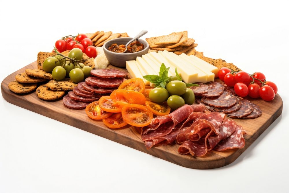 Platter cheese tomato food. AI generated Image by rawpixel.