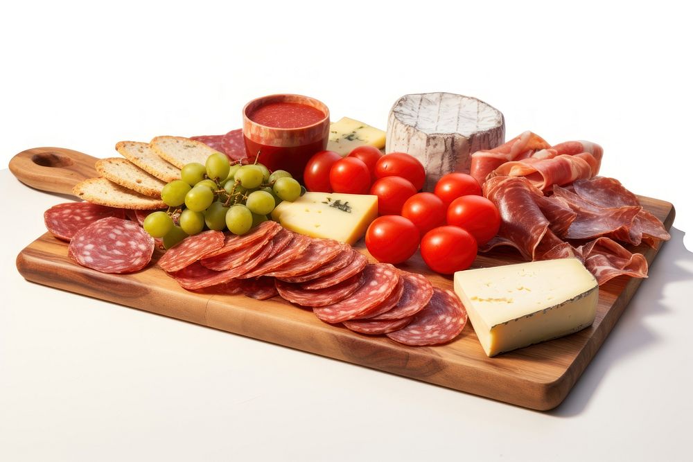Cheese platter tomato meat. AI generated Image by rawpixel.