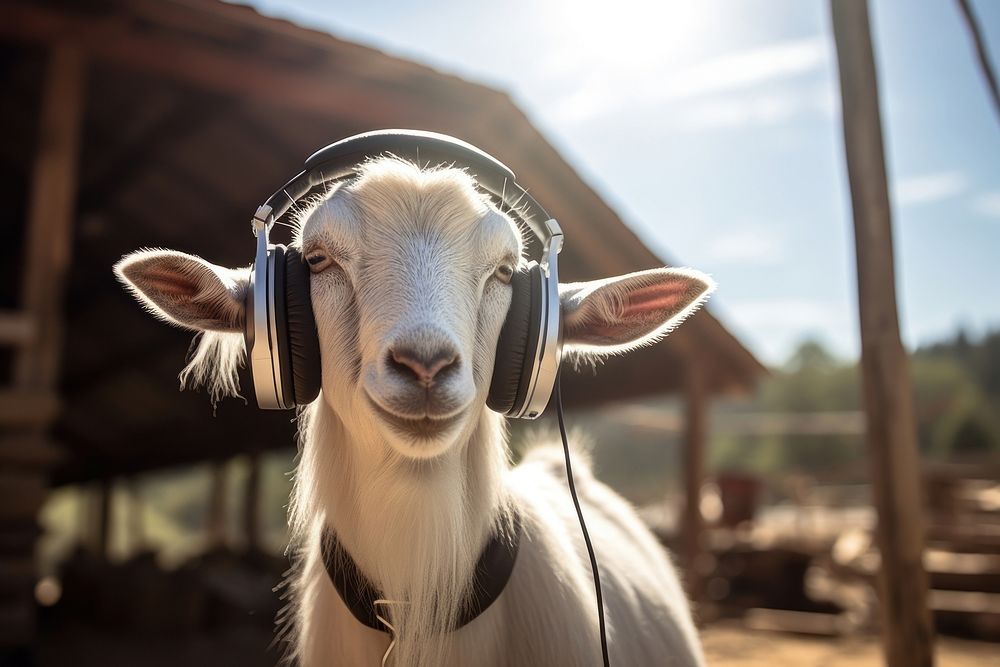 Headphones livestock mammal animal. 