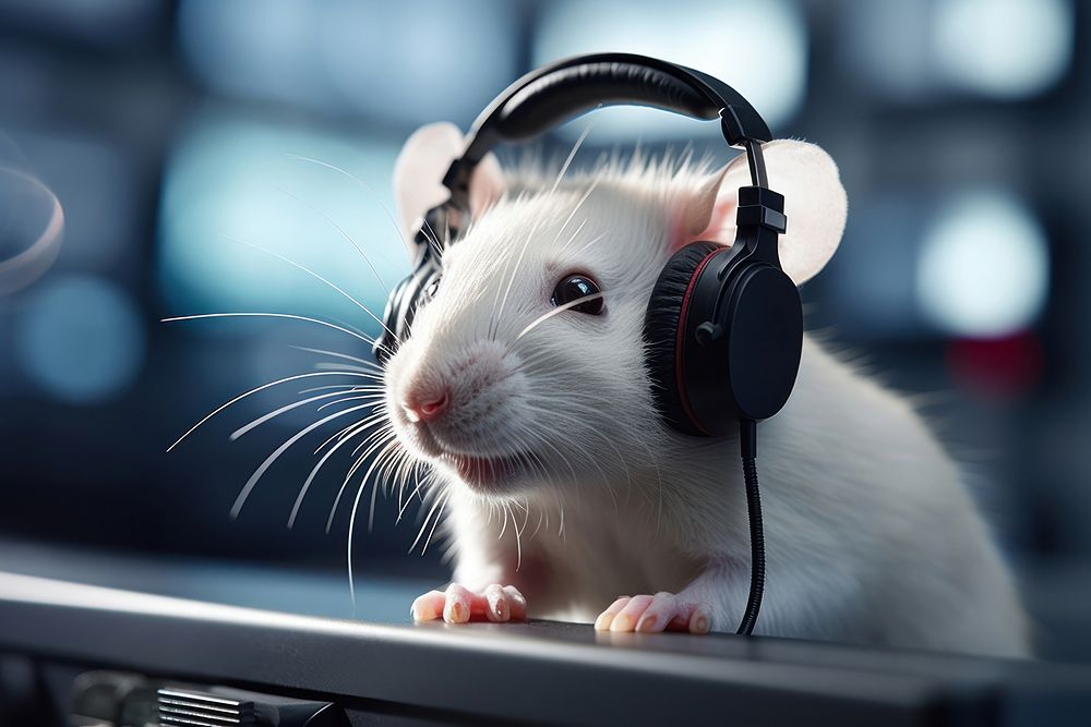Rat headphones rodent animal. AI generated Image by rawpixel.
