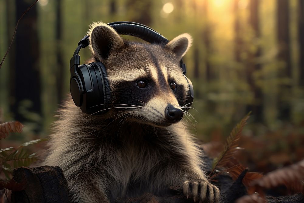 Raccoon animal mammal forest. AI generated Image by rawpixel.