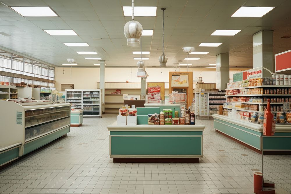 Supermarket architecture electronics cafeteria. AI generated Image by rawpixel.