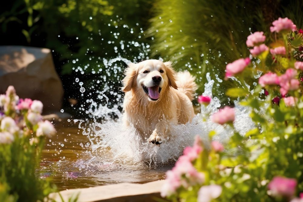 Flower nature dog happiness. 