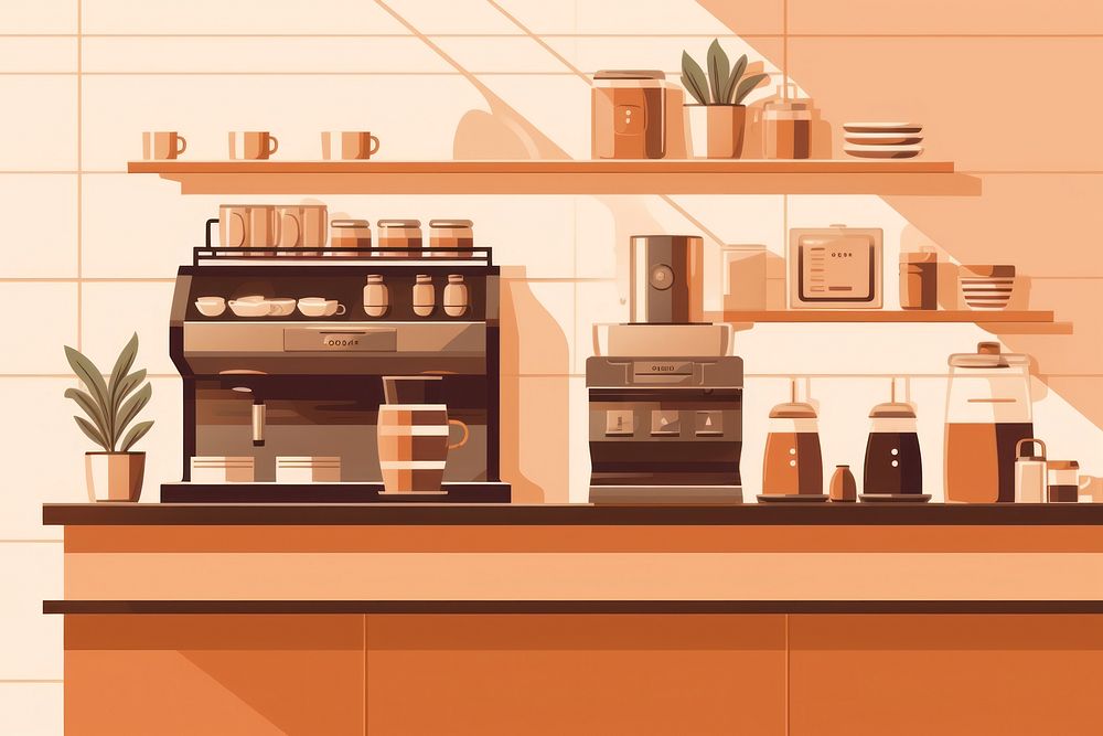 Kitchen shelf cup coffeemaker. AI generated Image by rawpixel.