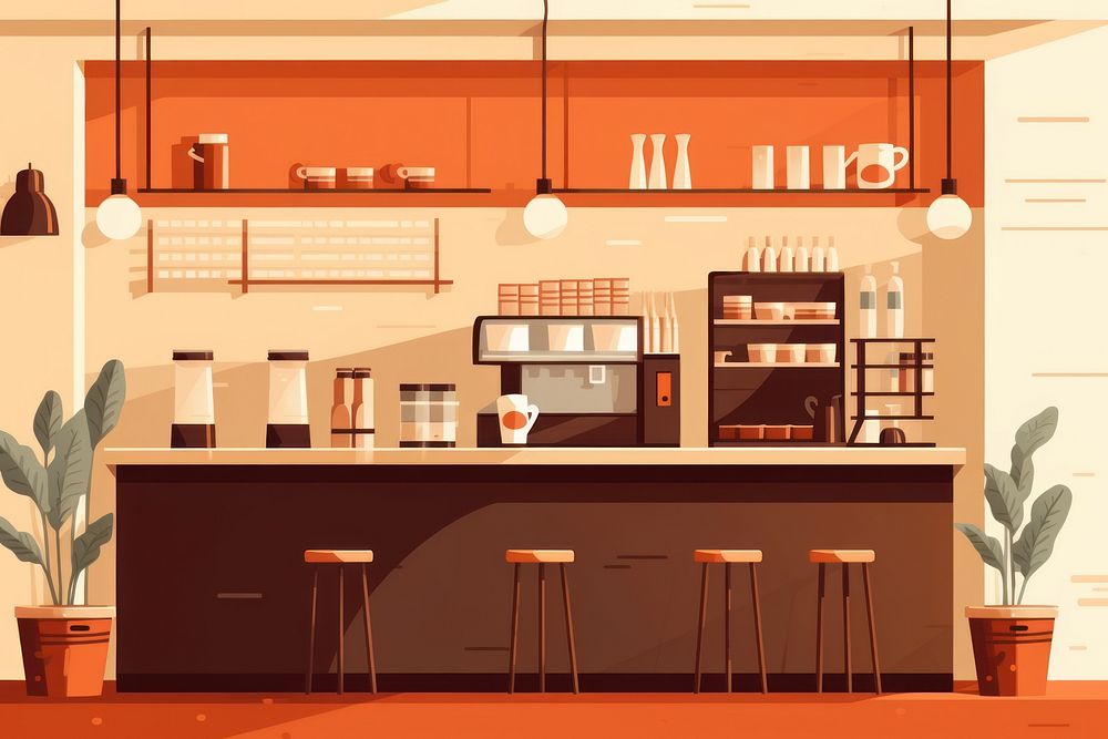 Restaurant furniture kitchen cafe. AI generated Image by rawpixel.