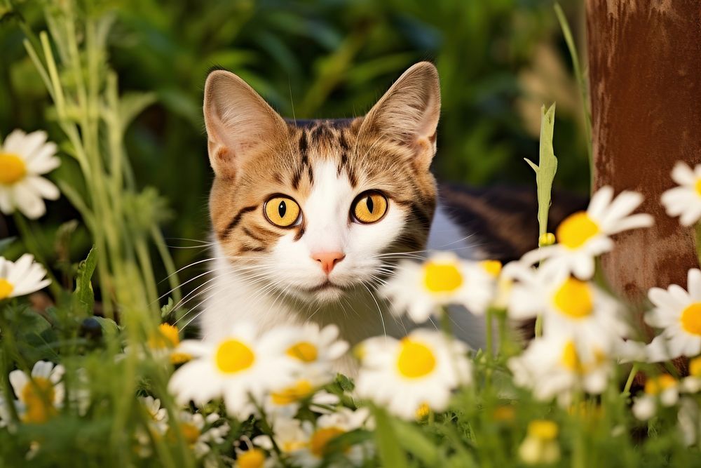 Flower pet outdoors animal. AI generated Image by rawpixel.