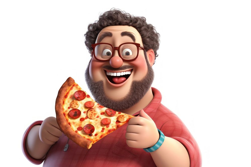 Cartoon pizza glasses eating. AI generated Image by rawpixel.