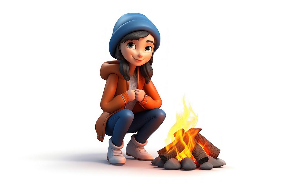Fire cartoon white background cross-legged. AI generated Image by rawpixel.