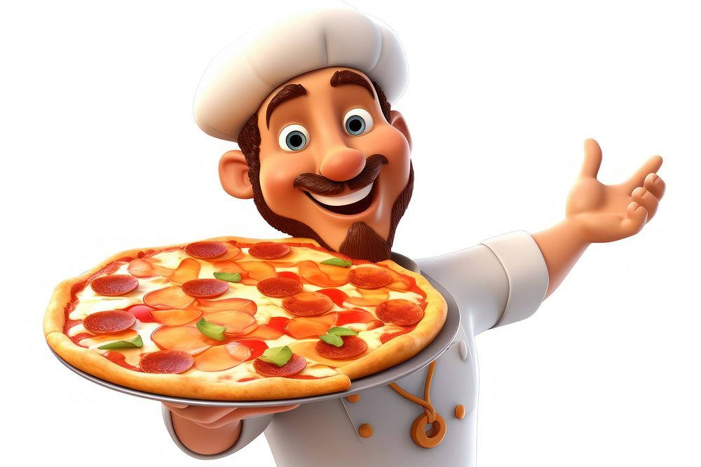 Cartoon pizza portrait food. AI generated Image by rawpixel.