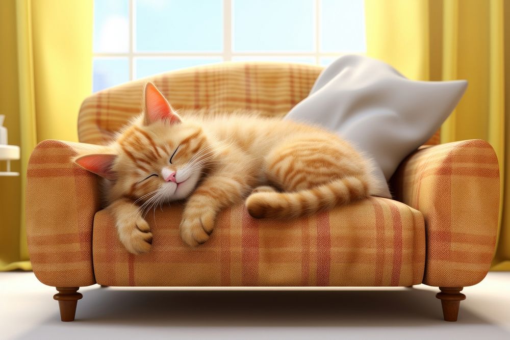 Furniture sleeping cushion mammal. AI generated Image by rawpixel.
