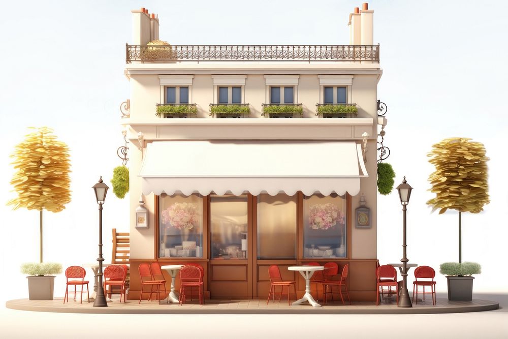 Cafe architecture restaurant building. AI generated Image by rawpixel.