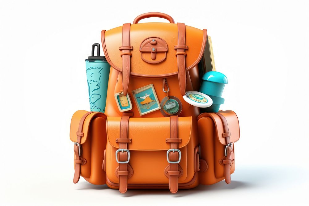 Backpack luggage bag white background. AI generated Image by rawpixel.