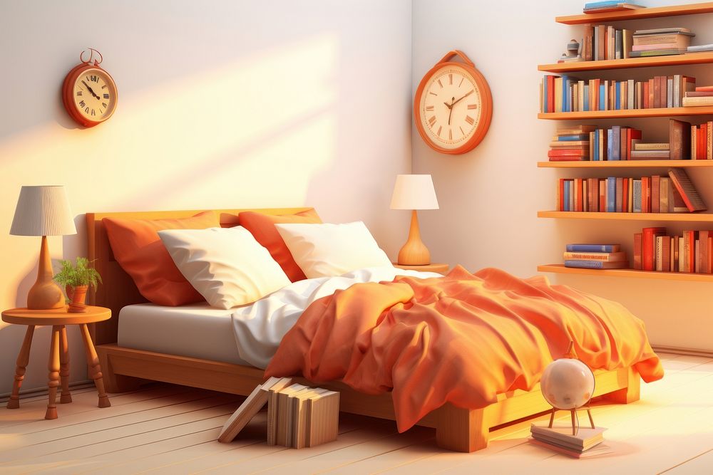 Bedroom furniture cushion book. AI generated Image by rawpixel.