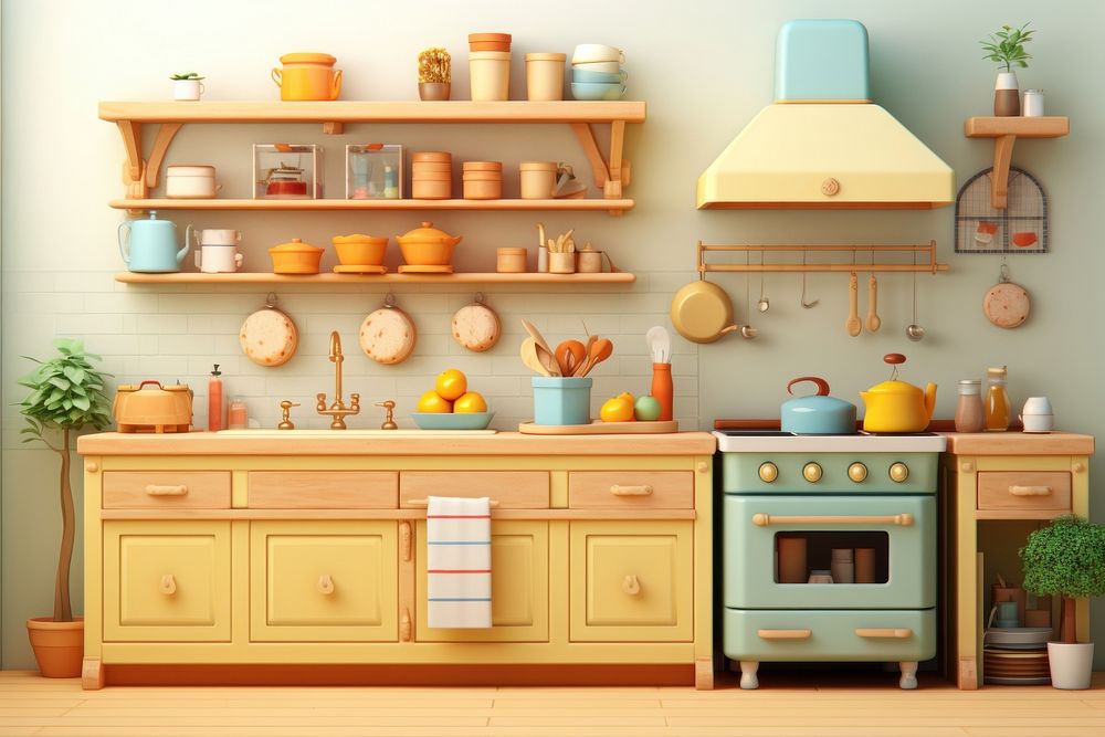 Kitchen furniture cabinet shelf. AI generated Image by rawpixel.