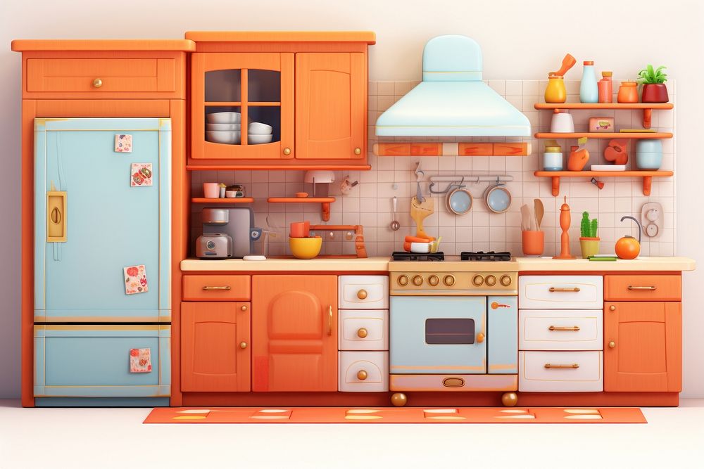 Kitchen furniture cabinet refrigerator. AI generated Image by rawpixel.