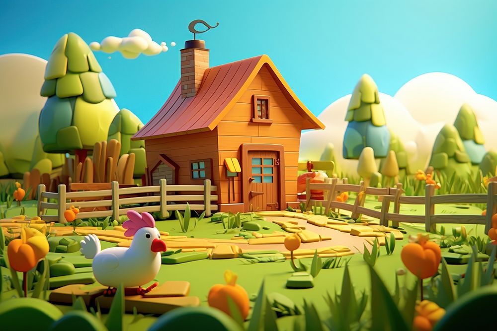 Cartoon outdoors nature farm. AI generated Image by rawpixel.