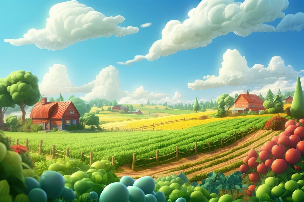 Farm agriculture landscape outdoors. AI generated Image by rawpixel.
