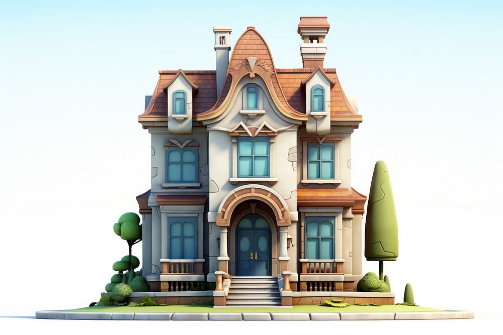 Architecture building mansion cartoon. AI generated Image by rawpixel.
