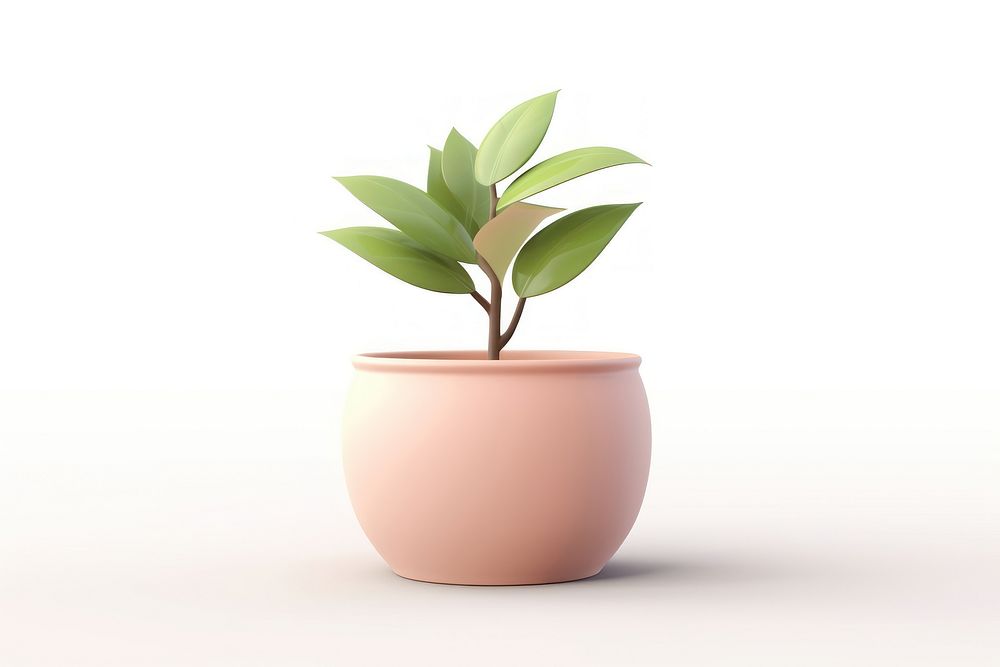 Plant leaf pot white background. AI generated Image by rawpixel.