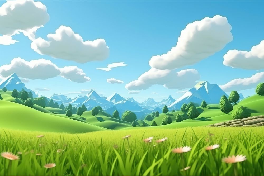 Landscape grass field panoramic. AI generated Image by rawpixel.