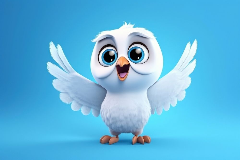 Cartoon animal white bird. AI generated Image by rawpixel.