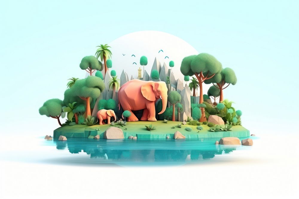 Elephant outdoors cartoon nature. AI generated Image by rawpixel.