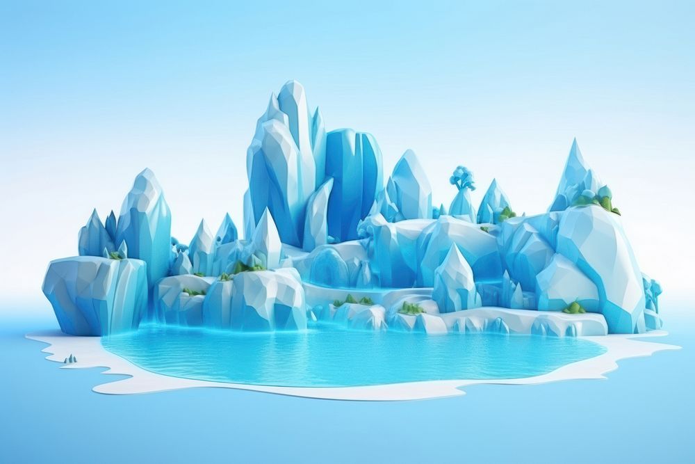 Ice landscape panoramic mountain. 