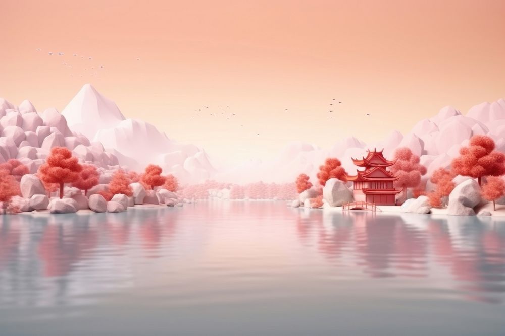 Outdoors nature red tranquility. AI generated Image by rawpixel.