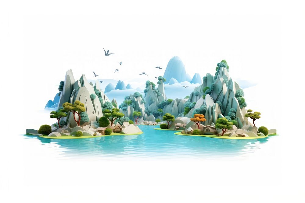 Outdoors cartoon nature lake. AI generated Image by rawpixel.