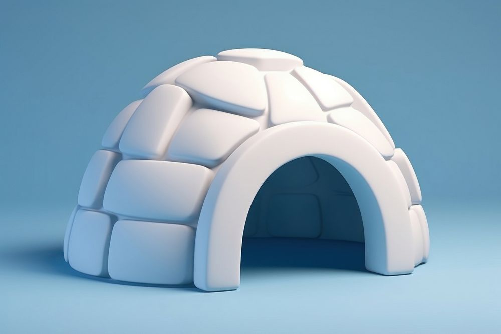 White igloo blue blue background. 