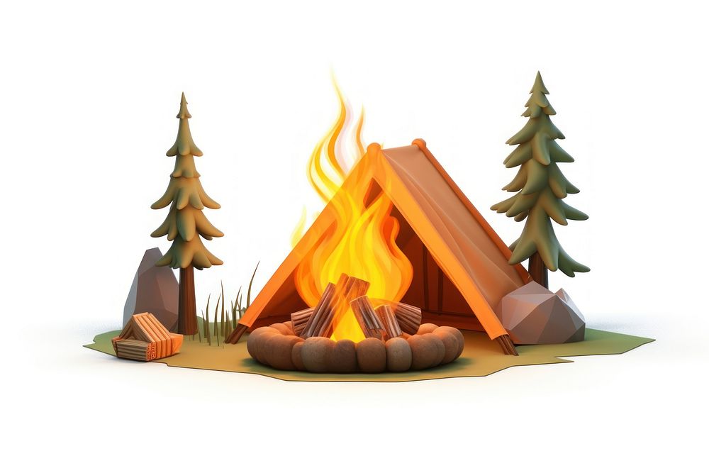 Fire fireplace bonfire camping. AI generated Image by rawpixel.