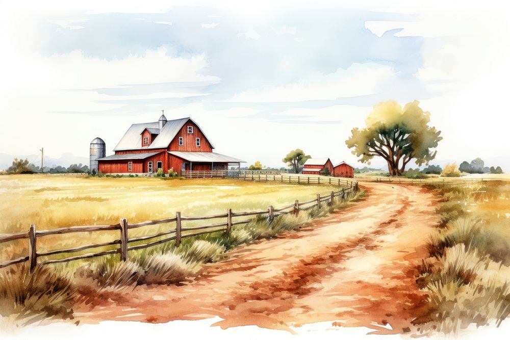 Farm architecture landscape outdoors. AI generated Image by rawpixel.
