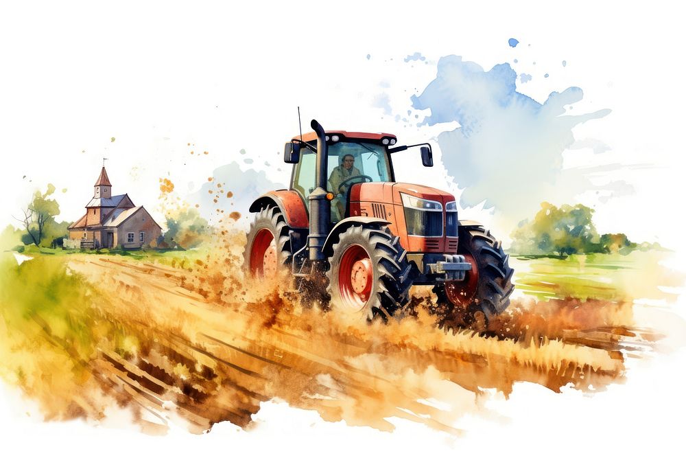 Farm agriculture outdoors tractor. AI generated Image by rawpixel.