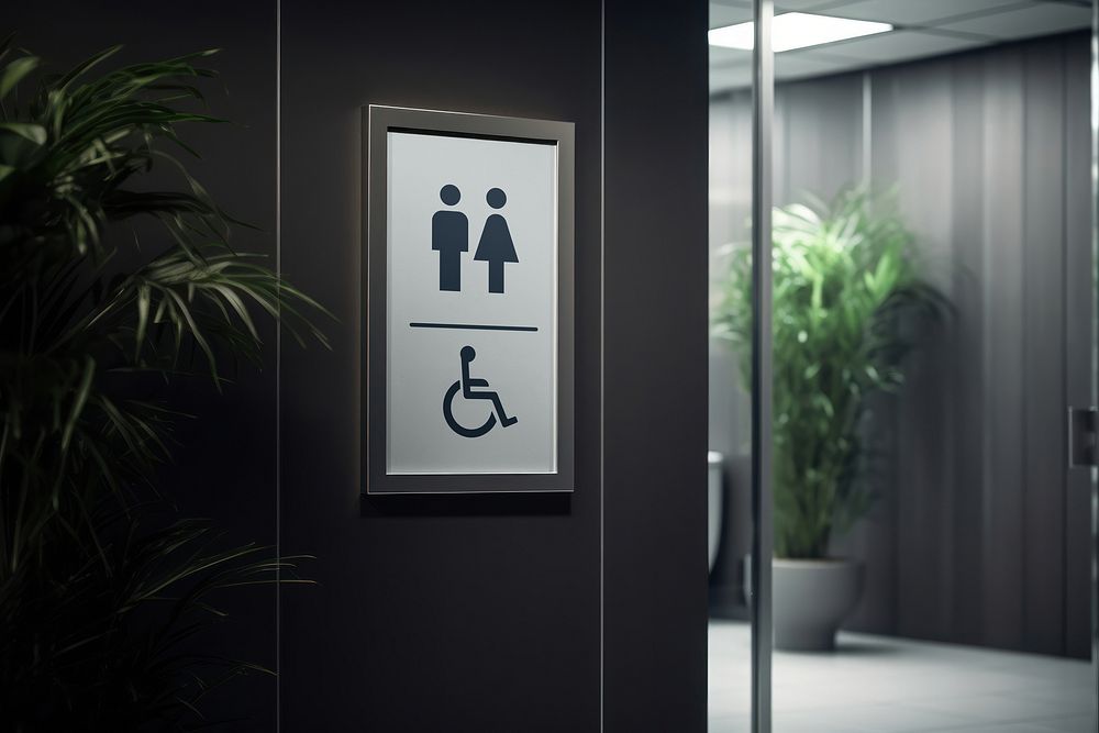 Toilet sign, building interior design Premium Photo rawpixel