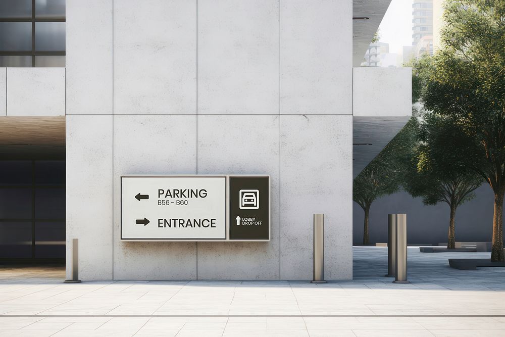 Building direction sign mockup psd