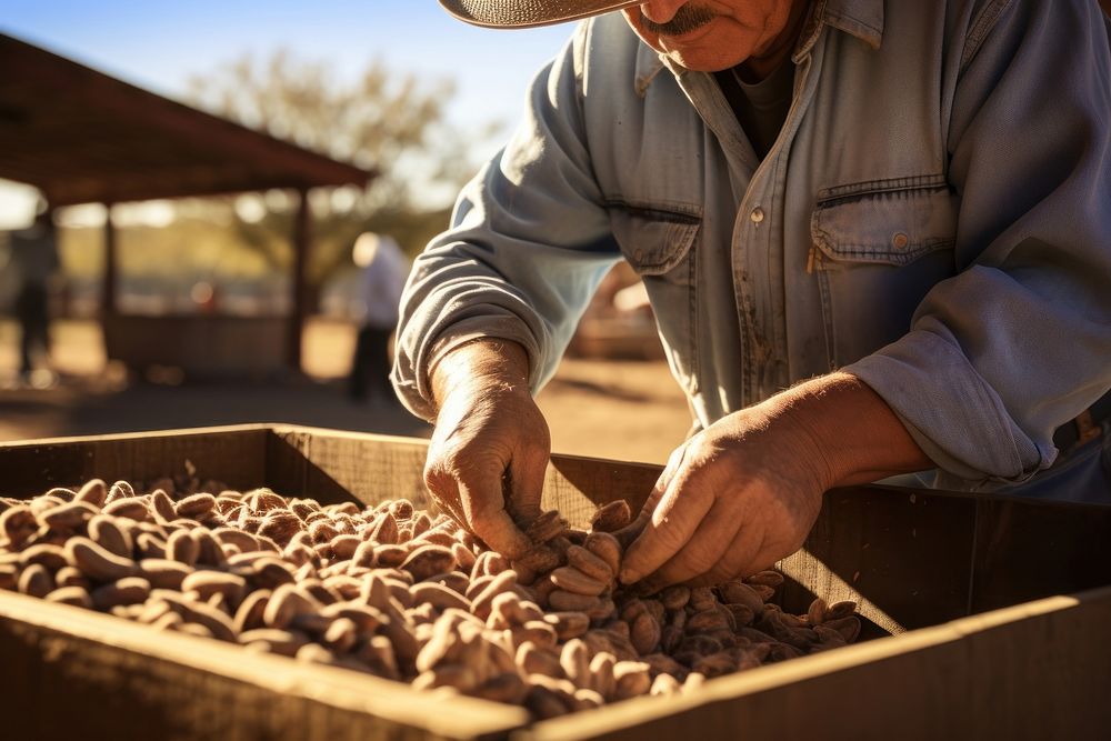 Harvesting adult hand nut. 