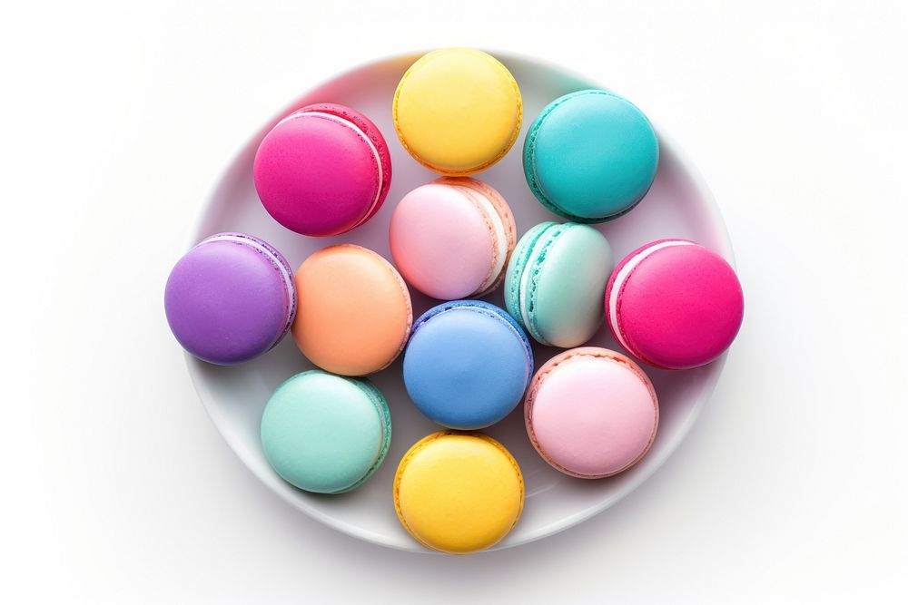 Macarons food white background confectionery. AI generated Image by rawpixel.